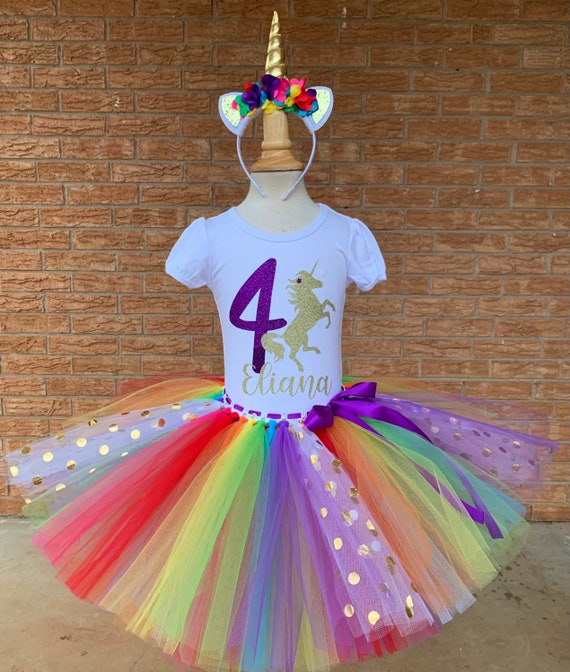 Rainbow Unicorn Birthday T-Shirt, Birthday Girl Outfit Rainbow Unicorn Birthday T-Shirt, Birthday Girl Outfit