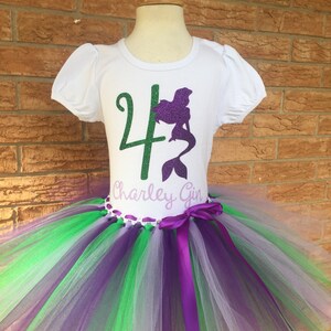 Girl&#39;s fourth birthday outfit, 4th Birthday tutu, Mermaid Birthday, 4 years old shirt, girls outfit, birthday set, 4th birthday outfit