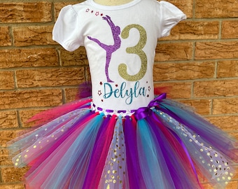 Third birthday outfit, gymnastics, dancer, 3rd birthday girls outfit, three birthday, number 3 shirt, gymnast birthday