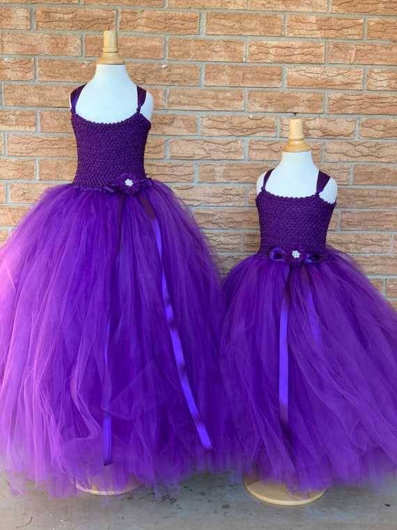 Purple Flower Girl Dress Plum Tutu Dress Eggplant Tulle Dress