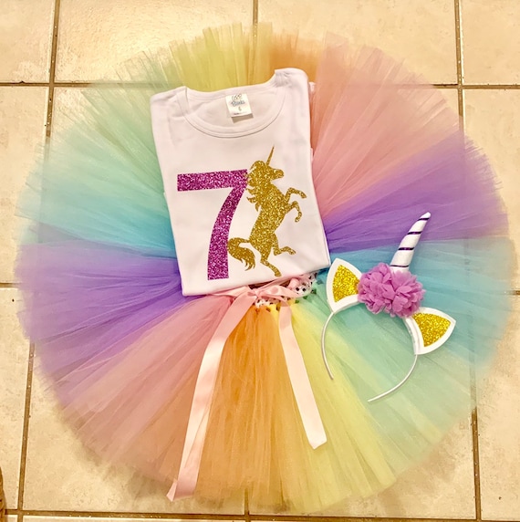 unicorn birthday outfit 7 year old