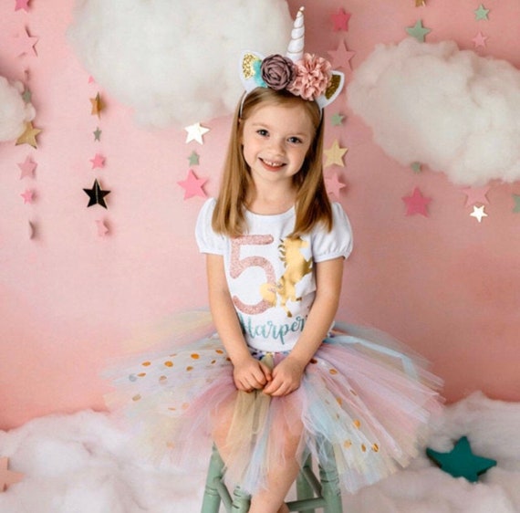 Girls Fifth Birthday Outfit Shirt 5th Birthday Outfit Whimsical