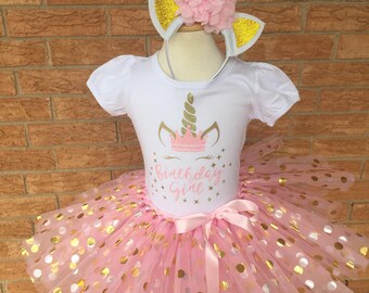 birthday girl unicorn, girl's birthday shirt, pink and gold birthday shirt, birthday outfit for girls, unicorn party, fairy tale birthday