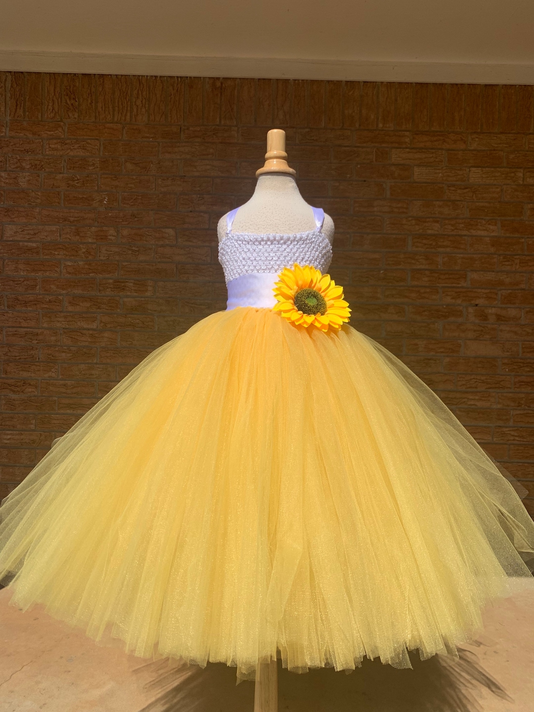 Sunflower Flower Girl Wedding Dress, Country Wedding, Poofy Flower