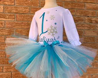 Snowflake first birthday, smash cake outfit, first birthday tutu, one year old birthday set, first birthday shirt, winter birthday