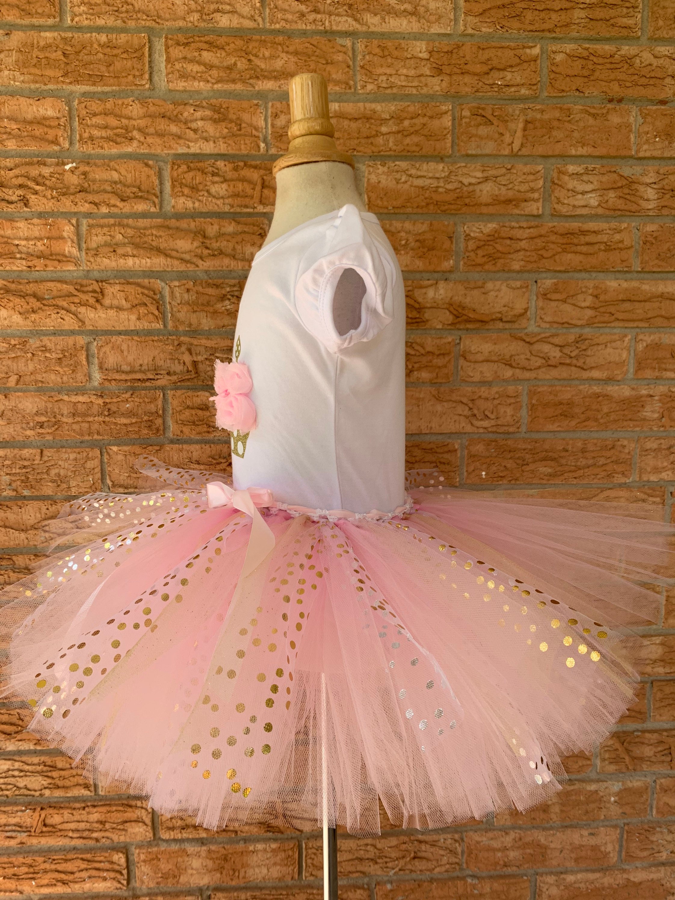 GoForDance Birthday Girl Tutu Outfit Set - 3 PC Includes T-Shirt, Polka Dot Tutu & Headband For Ages 1-4