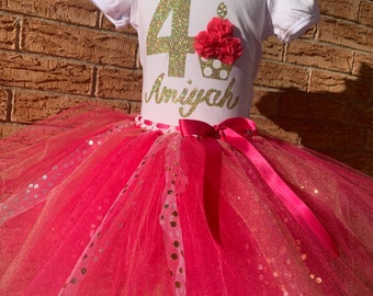 Girls Fourth birthday, 4th birthday outfit, fourth birthday shirt, party birthday, 4 year old birthday outfit, four pink and gold