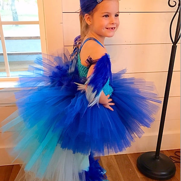 Parrot costume, macaw costume, parrot tutu, halloween costume, pageant outfit, parrot, blue tutu, blue parrot, rio, birds or rio, blue macaw