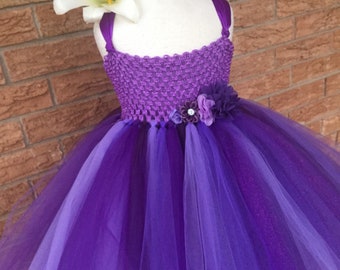 purple princess dress, purple tutu, princess costume, purple party, dress up, purple flower girl dress