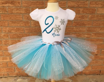 Girl's second birthday outfit, 2nd Birthday shirt, Frozen Birthday, turning two, 2 years old, girls outfit, birthday set, two years old tutu