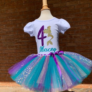 mermaid fourth birthday outfit, mermazing Birthday tutu, Mermaid Birthday, 4 years old shirt, girls outfit, fourth birthday outfit