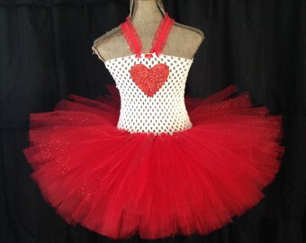 Valentine's tutu dress, red and white tutu, red and white dress, Valentine's Day dress, heart dress, red tutu, girls Valentine's dress