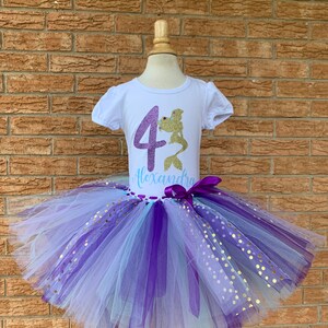 Fourth mermaid birthday outfit, 4th Birthday tutu, Mermaid Birthday, 4 years old shirt, girls outfit, birthday set, fourth birthday outfit