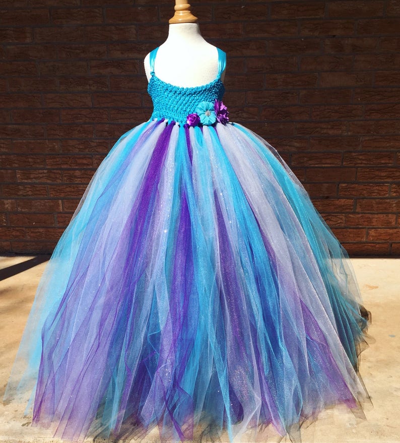 Ble and Purple Flower Girl Dresses