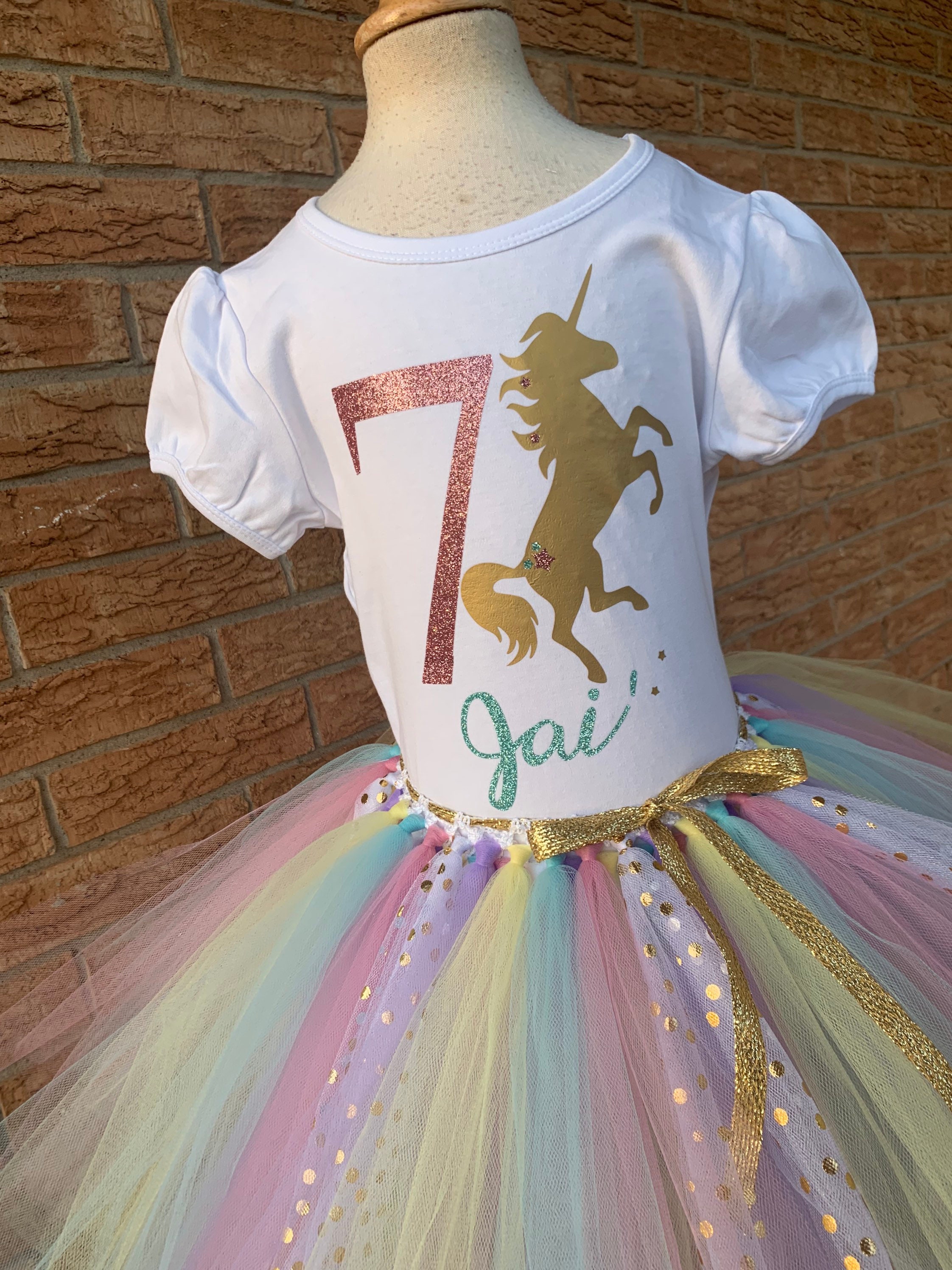 Unicorn 7th Birthday Party Shirt Unicorn Birthday Girl T-Shirt Seven Year Old Girl Gift Unicorn Seventh Birthday Party Outfit