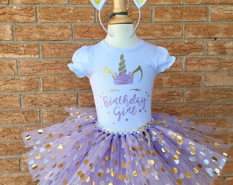 unicorn birthday girl, girl's birthday shirt, purple lavender and gold birthday shirt, birthday outfit for girls, unicorn party, fairy tale