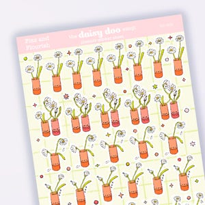 Daisy Emoji Sticker Sheet | Mood Tracker Flower Stickers | Cute Planner Stickers for Emotions, Journals & Self-Care Days