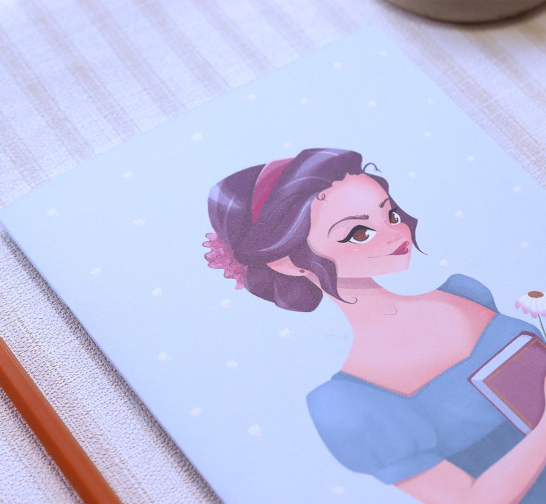 Jane Austen Fan Art FizzandFlourish A5 Lined Paper Notebook Classics Collection Elizabeth Bennet Handmade Notebook