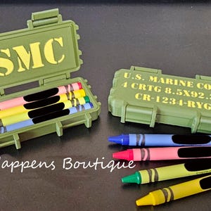 USMC Crayon Ration Box – Hidden Lid Tribute for the Proud Few  - 3D Printed Box w/ Crayons