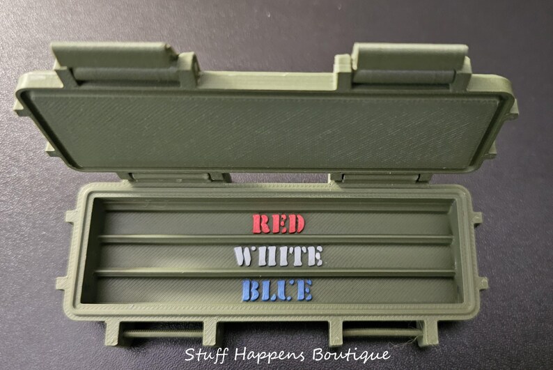 Crayon Ration USMC Patriotic Crayon Ration Box,– Red, White, & Blue- 3D Printed Box W ...