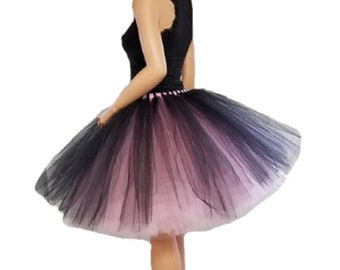 Adult Mid Length Mauve and Black Tutu with Black Satin Bow