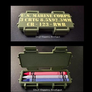 USMC Patriotic Crayon Ration Box,– Red, white, & Blue- 3D Printed Box w/ Crayons