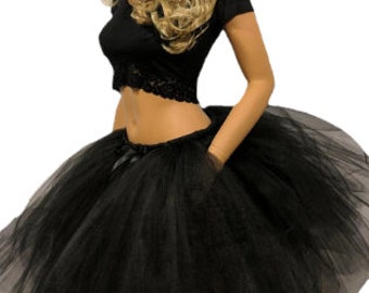 Little Black Tutu with Matching Bow - You Pick the Length