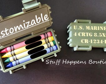 Customizable Marine Corps Tactical Ration Box - 3D Printed Box w/ Crayons