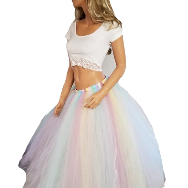 Adult or Child Pastel Rainbow Tutu Skirt - Variety of Sizes Available