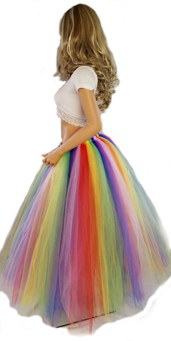 Long and Very Fluffy Rainbow Bright Tulle Skirt - Etsy 