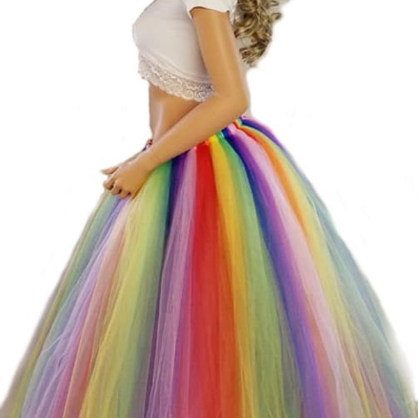 Adult Women's Rainbow Long Tulle main image 1