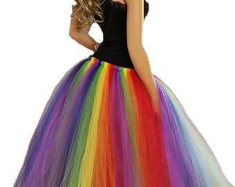 Adult Rainbow Tulle Skirt - You Pick the Length