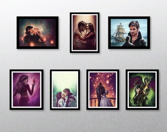 Once Upon A Time art prints | Emma, Hook, Snow & Charming, Regina, Rumplestiltskin | LAST CHANCE, will not be restocked!