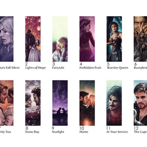 Once Upon A Time sparkly metallic bookmarks Captain Swan, Hook, Regina, Snow & Charming book gifts image 2