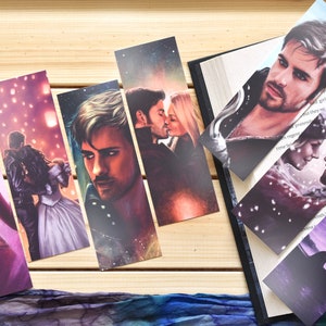 Once Upon A Time sparkly metallic bookmarks Captain Swan, Hook, Regina, Snow & Charming book gifts image 1