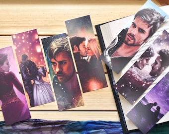 Once Upon A Time sparkly metallic bookmarks | Captain Swan, Hook, Regina, Snow & Charming | book gifts