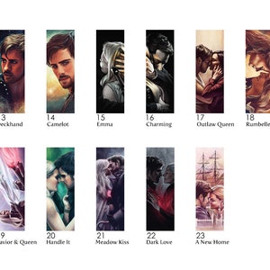 Once Upon A Time sparkly metallic bookmarks Captain Swan, Hook, Regina, Snow & Charming book gifts image 3