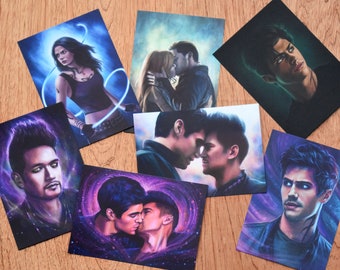 Shadowhunters prints | small art prints (postcard size/A6) | Alec, Magnus, Clary, Jace, Izzy, Clace & Malec | book gifts