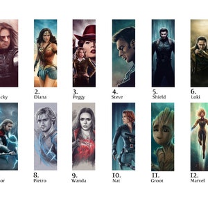 Superhero bookmarks featuring Bucky, Cap, Thor, Loki and more book gifts image 2