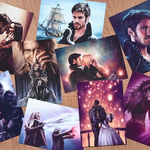 Once Upon A Time prints | small prints (A6/~6x4&quot;) | Captain Hook, Regina, Rumplestiltskin, Captain Swan, Outlaw Queen