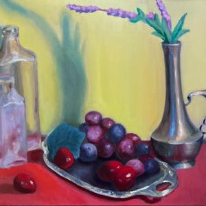 Original Oil Painting &quot;Grapes and Cherries&quot; 2023. Contemporary Oil Painting, Still Life, Home Decor.