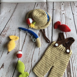 Fishing Outfit - Newborn Photo Prop - Newborn Photo Outfit - Photo Prop Boy - Fisherman - Baby Shower Gift - Photo Outfit Boy - Matching Set