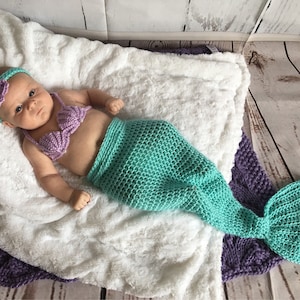 Mermaid Baby Outfit - Baby Mermaid Costume - Baby Mermaid Outfit - Newborn Mermaid Tail - Newborn Mermaid Outfit - Baby Shower - Mermaid Set