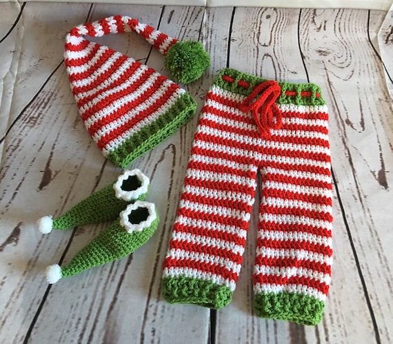 plush red or green Christmas outfit costume photo props infant newborn Santa or Elf coat and hat for babies and toddlers