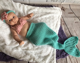 Baby Mermaid Tail - Newborn Mermaid Tail - Baby Mermaid Costume - Baby Mermaid Outfit - Mermaid Outfit Baby - Baby Photo Prop - Baby Shower