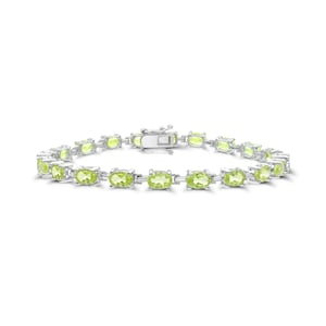 Bransoletka tenisowa z owalnego srebra próby 925 Peridot 10 ct.