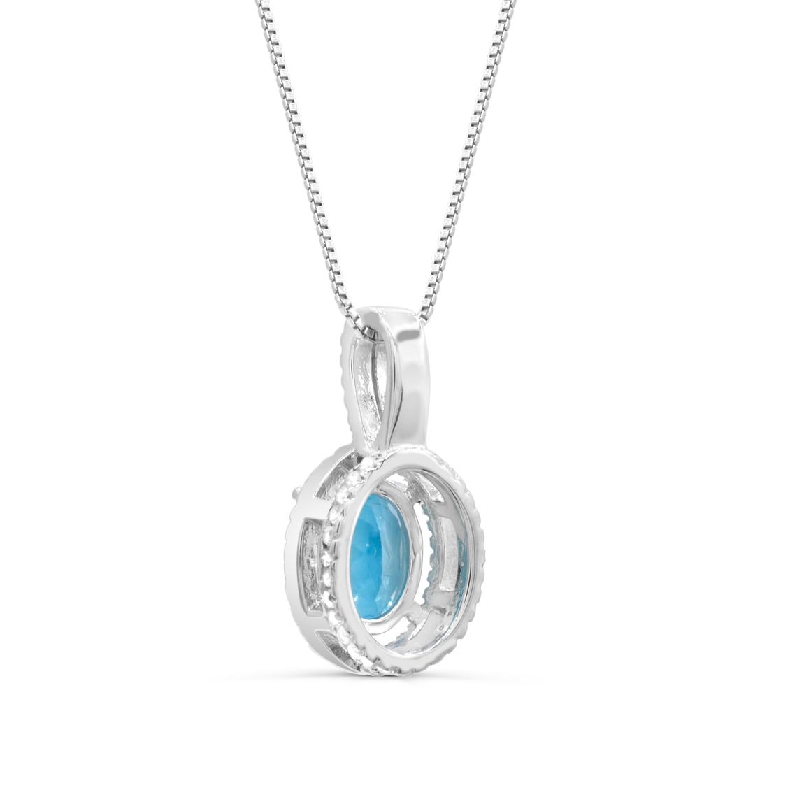 Sterling Silver Swiss Blue Topaz and White Topaz Pendant Necklace - Etsy