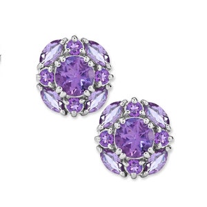 3-1/10ct. Amethyst Stud Earrings in Sterling Silver