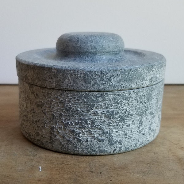 Small Textured Soapstone Pot with Lid