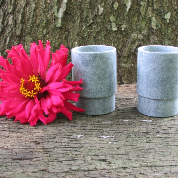 1 Pair Straight Sided Soapstone Shot cups. Hand turned from Virginia Soapstone.